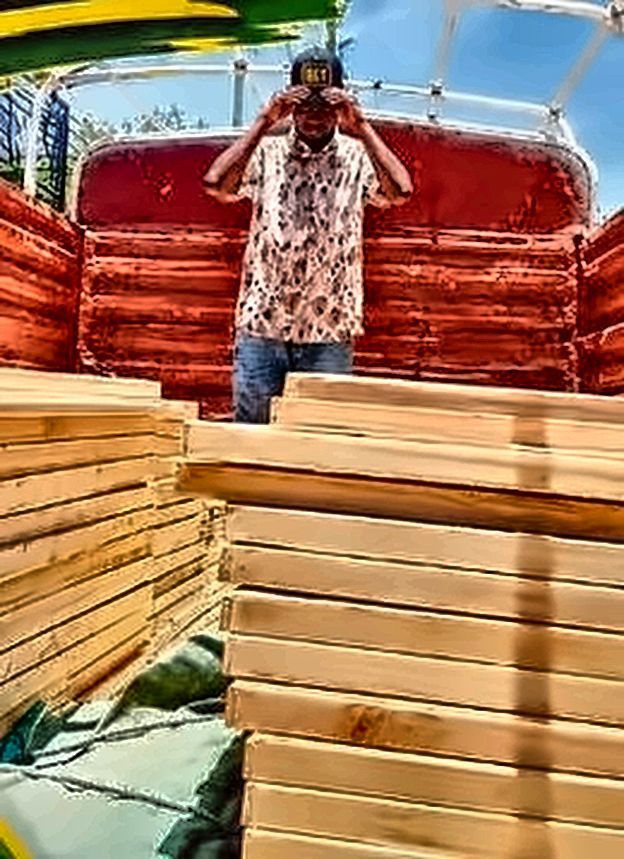 Lorry loaded with sawn timber boards